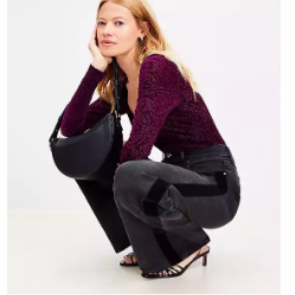 LOFT black velvet stripe jean - Picture 2 of 6